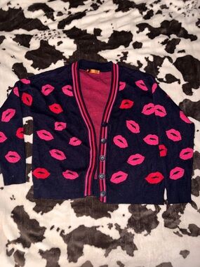 Belldini Lips Print Cardigan – Navy Size L